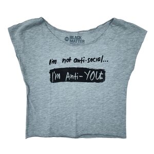 Hot Topic Im Not Anti Social Grey Terry Dolman Top